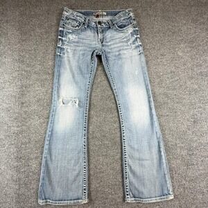 BKE Starlite Caroline Bootcut Jeans Womens 29x33.5 Light Wash Distressed Denim